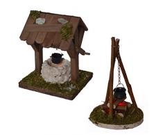 Alfred Kolbe Krippen AM 21 Weihnachtskrippen-Zubehör-Set Lagerfeuer beleuchtet 4,5 V und Brunnen beleuchtet 4,5 V Blaue Birne für 12 cm Figuren