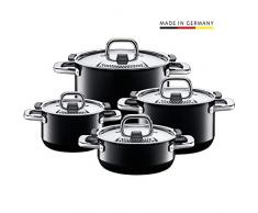 Silit Nature Black Topfset 4-teilig, Töpfe mit Metalldeckel, Silargan Funktionskeramik, Induktionstöpfe, Topf Induktion, schwarz