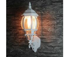 Wandleuchte außen rustikal weiß 1x E27 bis 60W 230V IP23 dekorative Leuchte für Hauseingang oder Einfahrt Laterne nostalgisch Hof Beleuchtung
