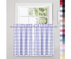 CAROMIO Gardinen mit Karomuster, Karomuster, Küchen-Ebene, Volant, Vorhänge, zum Raffen, Schatten, Fenster, Küche, Café, Badezimmer, Fenster, Mehrfarbig Country Rustic Tiers|30 L Fliederfarben