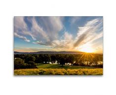 Premium Textil-Leinwand 120 x 80 cm Quer-Format Sonnenuntergang Ã¼ber dem Bugasee | Wandbild, HD-Bild auf Keilrahmen, Fertigbild auf hochwertigem Vlies, Leinwanddruck von Stephan Rech Naturfotografie