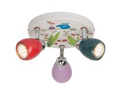 Brilliant Birds LED Spotrondell 3 flg Deckenstrahler schwenkbar bunt Kinderzimmer 750 Lumen, 3x GU10 3W LED-Reflektorlampen inklusive