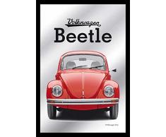 empireposter - Volkswagen - Beetle/Käfer - GröÃe (cm), ca. 20x30 - Bedruckter Spiegel, NEU - Beschreibung: - Bedruckter Wandspiegel mit schwarzem Kunststoffrahmen in Holzoptik -