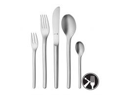 WMF Evoque Besteckset 6 Personen, 30 teilig, eingesetzte Messerklinge, Cromargan protect Edelstahl mattiert, kratzbeständig, spülmaschinengeeignet