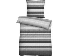 biberna 0636033 Mako-Satin Bettwäsche Garnitur mit Kopfkissenbezug (Baumwolle) 1x 135x200 cm + 1x 80x80 cm, Titanium
