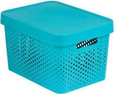 Curver 04742-X34-00 Aufbewahrungsbox Infinity Punkte mit Deckel 17L in Plastik 36.3 x 27 x 22.2 cm, blau