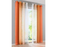 2er Pack Gardinen Vertikal Farbverlauf Druck Transparent »Modena« mit Ösen und Raffhalter, Vorhang, Dekoschal HxB 145x140 cm Orangetöne, 10000183