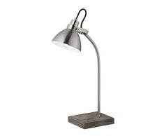 Trio Leuchten Tischleuchte 505000130 Timber, Metall Nickel matt, Holzsockel, exkl. 1 x E14