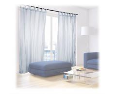 Relaxdays Vorhänge mit Schlaufen, 2er-Set, Voile, halbtransparente Gardinen, einfarbig, Polyester HxB 245x140 cm, silber