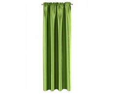 Eurofirany Vorhang Glatt Edel Kräuselband Elegant Hochwertig Glamour Schlafzimmer Wohnzimmer Schimmernd, Grün, 140x250cm