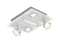 Briloner Leuchten 3162-048 A+, LED Deckenleuchte, Deckenlampe, Deckenstrahler, Metall, 20 Watt, Chrom, 30 x 30 x 15.4 cm