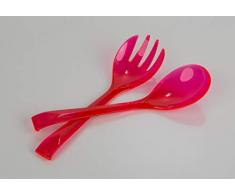 Kimmel Salatbesteck Servierlöffel Salatgabel Salatlöffel 2-teilig, Kunststoff, Rot Transparent