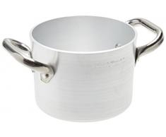 Pentole Agnelli Linie Aluminium 3 mm hohe Kasserolle mit 2 Griffen 14 cm Silber/schwarz