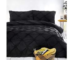 Signature Elissa Bettwäsche-Set, 100% Baumwolle, klassisch, gerafft, Rosette verziert, für Einzelbett, Blush, 100% Baumwolle, Schwarz, Super King