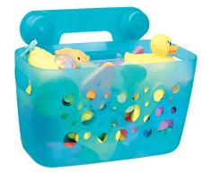 iDesign 09468EU Power Lock Ultra Rechteckiger Duschkorb mit Saugnäpfen, aqua / durchsichtig