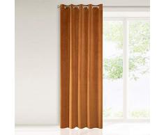 Eurofirany Vorhang Samt Velvet Rostbraun Fuchsrot 10 Ösen 1 Stk. Edel Gardine Elegant Glatt Einfarbig Weich Wohnzimmer Schlafzimmer Lounge, Polyester, 140x250cm
