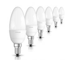 Osram LED Star Classic B Lampe, in Kerzenform mit E14-Sockel, nicht dimmbar, Ersetzt 40 Watt, Matt, Warmweiß - 2700 Kelvin, 6er-Pack