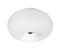 EGLO Deckenlampe Optica, 2 flammige Deckenleuchte, Material: Stahl, Farbe: Nickel matt, Glas: Opal matt weiß, Fassung: E27, Ø: 28 cm