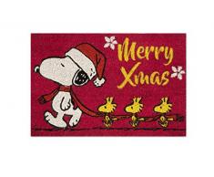 Excelsa Peanuts Xmas Türmatte, Kokosfaser, 40 x 60 cm, Rot