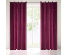 Eurofirany Samt VorhÃ¤nge Velvet Bordeaux Rot 8 Ãsen Edel Gardine Elegant Glatt Einfarbig Weich Wohnzimmer Schlafzimmer Lounge, Polyester, 140X250 cm