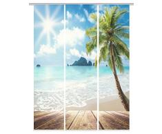 Home Fashion Digitaldruck Schiebevorhang 3er Set, Stoff, blau, 245 x 60 x 245 cm, 3-Einheiten