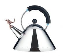Alessi 9093 REX B Wasserkessel, Edelstahl, schwarz, 9 x 25 x 26,5 cm, Einheiten, 1.0