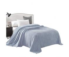 Exklusivo Mezcla Flanell-Samt-Überwurf-Decke und Bettdecke, Verschiedene Größen und Farben Modern King(90x104) eisblau