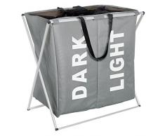 Wenko 3440032100 Wäschesammler Duo, Plastik, grau, 38cm x 59cm x 57cm