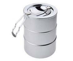 The Khan Outdoor & Lifestyle Company Runder Windaschenbecher aus Metall, mit Deckel und Zigarettenablage, Farbe: Silber, Mod. 4477-01