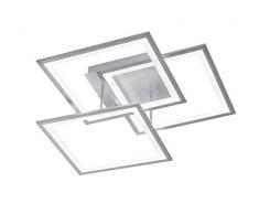 WOFI Innenleuchte, Wohnraum, Deckenleuchte, Deckenlampe, Leuchte, Lampe, Silber, dimmen, modern, Acryl, 37 W, Silberfarbig