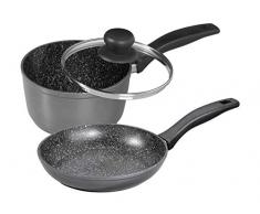 STONELINE Kochgeschirr-Set, 3-teilig, mit Glasdeckel, induktionsgeeignet