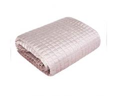 Eurofirany Bettüberwurf Velvet Samt Tagesdecke Gesteppte Decke Überwurf Steppdecke Elegant Edel Glamour Schlafzimmer Wohnzimmer Gästezimmer Lounge, Puder, 220X240cm