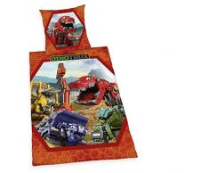 Herding 4433201050 Bettwäsche Dinotrux, Baumwolle, rot, 135 x 200 x 2 cm