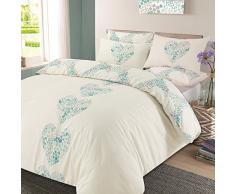 Dreamscene Bettwäsche-Set mit Kissenbezug, wendbar, Motiv Lizzie Herzen, Hellblau – Doppelbett