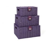 ARPAN Aufbewahrungskorb, Kunstharz, geflochten, mit Deckel und Schloss, violett, Large, Medium, Small