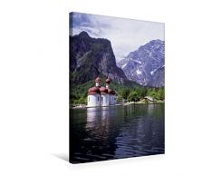 Premium Textil-Leinwand 50 x 75 cm Hoch-Format St.Bartholomä am Königssee | Wandbild, HD-Bild auf Keilrahmen, Fertigbild auf hochwertigem Vlies, Leinwanddruck von N N