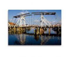 Calvendo Premium Textil-Leinwand 120 cm x 80 cm quer, HolzklappbrÃ¼cke in Wieck | Wandbild, Bild auf Keilrahmen, Fertigbild auf echter Leinwand, Leinwanddruck Mobilitaet Mobilitaet