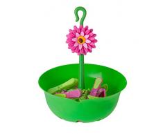 VIGAR Flower Power Set 12 Wäscheklammern mit Klammerkorb, Polypropylen, Gummi, ABS, rosa/grün