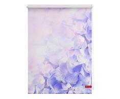 Lichtblick Rollo Klemmfix, 120 x 150 cm mit Motiv Hortensie - Lila Montage ohne Bohren, moderner Sicht-und Sonnenschutz, Motivrollo, lichtdurchlässig & Blickdicht