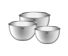 Silit Küchenschüssel-Set 3-teilig, Edelstahl, multifunktional als Rührschüssel, Salatschüssel, Servierschüssel, stapelbar