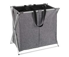 Wenko Wäschesammler Duo meliert - Wäschekorb, Fassungsvermögen: 120 l, 59 x 57 x 38 cm, grau
