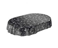ANRO Wachstuchtischdecke Wachstuch Wachstischdecke Tischdecke abwaschbar Schwarz Modern Retro Indutrie Cafe Oval 180 x 140cm, 140 x 180cm