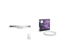 Philips Hue LED Spiegelleuchte Adore, dimmbar, alle Weißschattierungen, steuerbar via App & Philips Hue LightStrip+ Basis Set (ohne Bridge), 2m, flexibel erweiterbar, bis zu 16 Millionen Farben