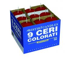 CERERIA DI Giorgio risthò Stumpenkerzen, Wachs, Rot, 5 x 5 x 12 cm, 9 Einheiten