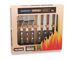 Tramontina 29899/296 Steakbesteck Pizzabesteck Steakbesteckset, Edelstahl AISI 420, brauner Echtholzgriff