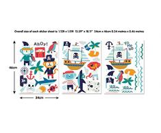Walltastic Piratenmotiven Wandaufkleber, Polypropylene, Multi, 22 Large Sheets