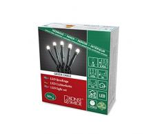 Konstsmide 6343-120 Micro LED Lichterkette, gefrostet / für Innen (IP20) / 50 warm weiße Dioden / 30V Innentrafo / dunkelgrünes Kabel