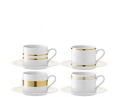 LSA International Deco Teetasse und Untertasse 0,25 L Sortiert X 4, Gold