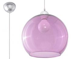 SOLLUX lighting BALL Pendelleuchte, Glas, Violet/Chrome