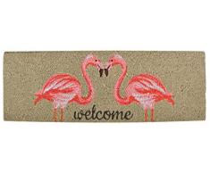 Esschert Design Kokosmatte Flamingo Türmatte, Kokosfaser, PVC, braunpink, 75 x 25 x 1.8 cm